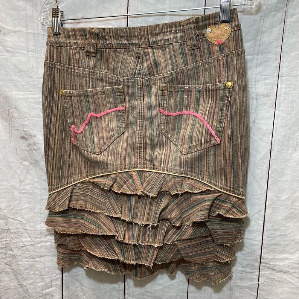 Ecko Red Denim Ruffle Skirt-Striped-Size 3 (juniors) - Picture 6 of 12